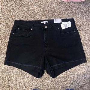 High rise black jean shorts
